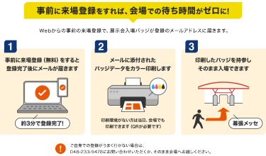 事前に来場登録をすれば、会場での待ち時間がゼロに！